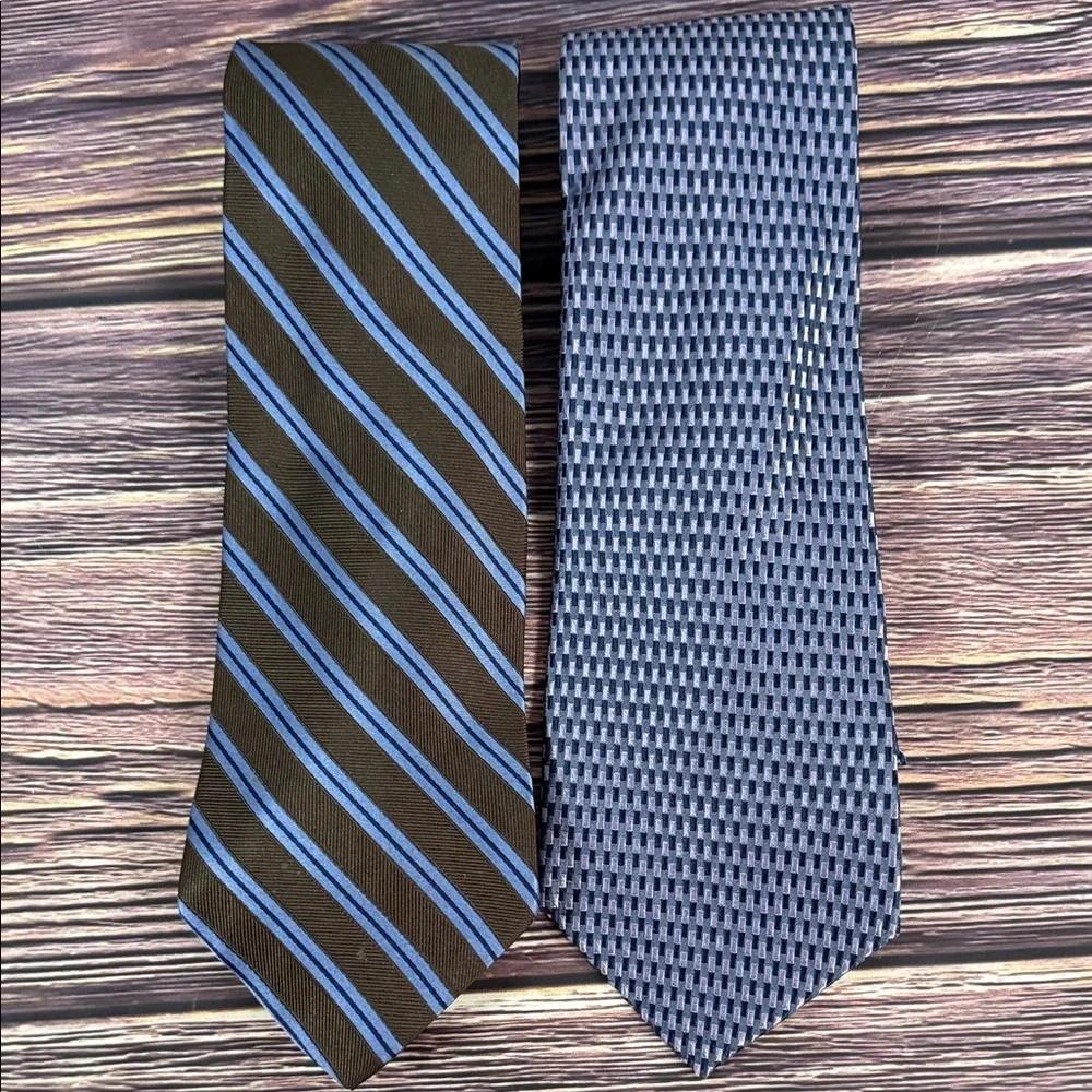 Crazy Horse and H&H Set of 2Mens Silk‎ ties Brown and Blue Tones